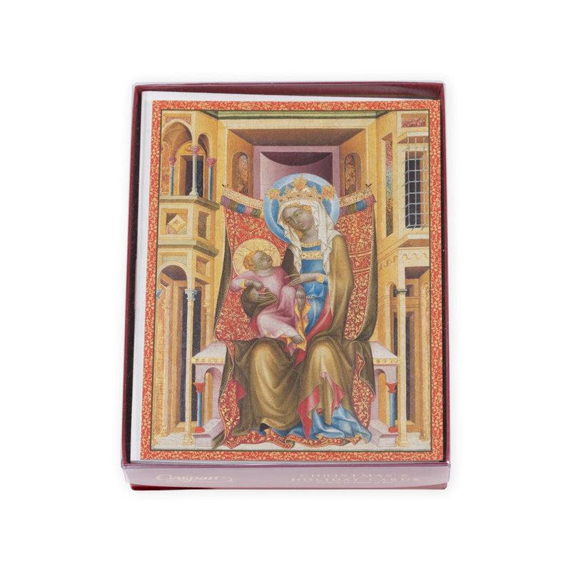 caspari Virgin And Child Enthroned (Detail) Large Boxed Christmas Cards - 15 Cards & 15 Envelopes