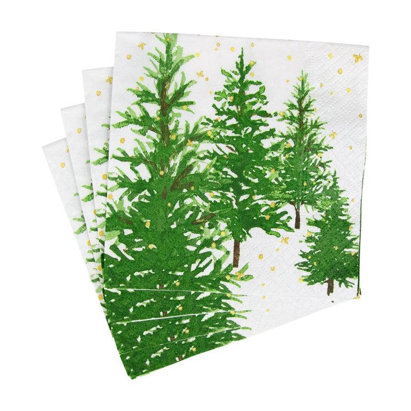 Caspari White Christmas Cocktail Napkins - 20 Per Package
