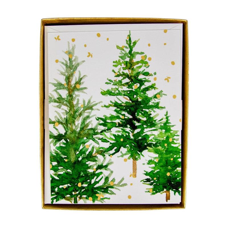 Caspari White Christmas Foil Christmas Cards - 10 Christmas Cards & 10 Envelopes