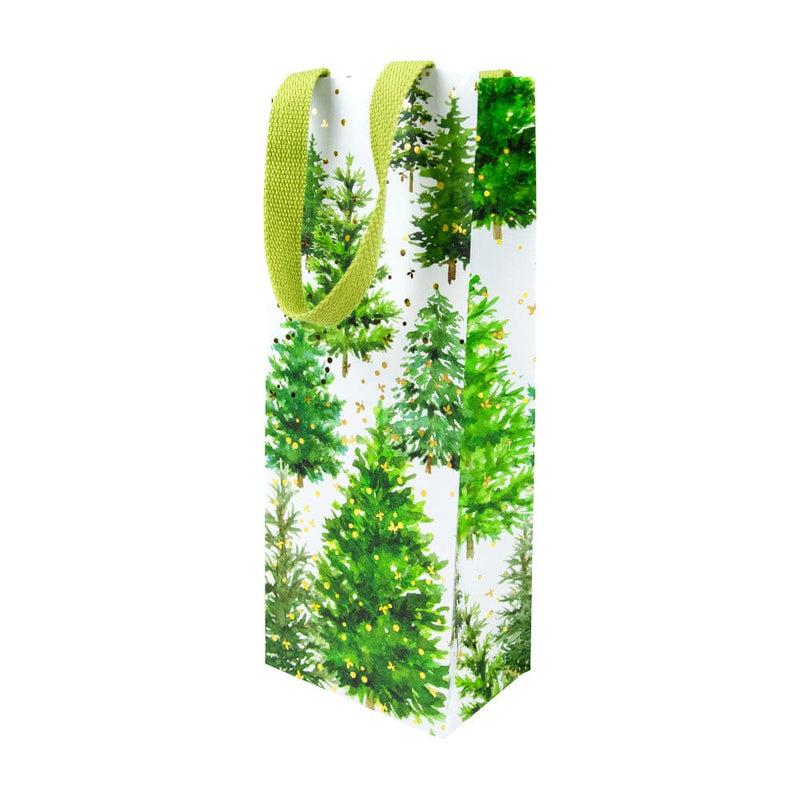 Caspari White Christmas Wine & Bottle Gift Bags - 1 Each