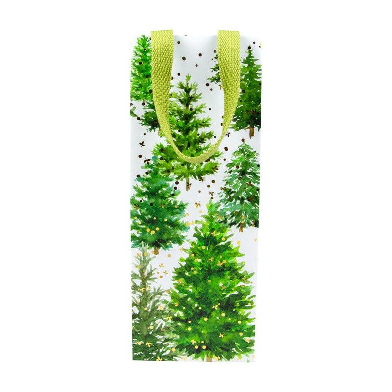Caspari White Christmas Wine & Bottle Gift Bags - 1 Each