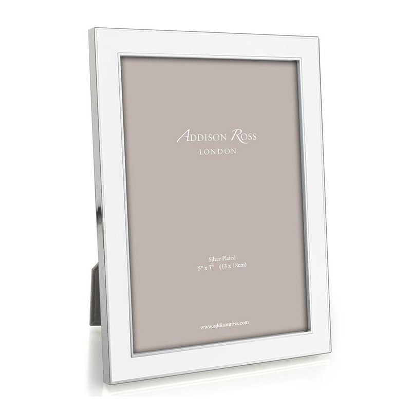 caspari White Enamel 4" x 6" Picture Frame with Silver Trim - 1 Each
