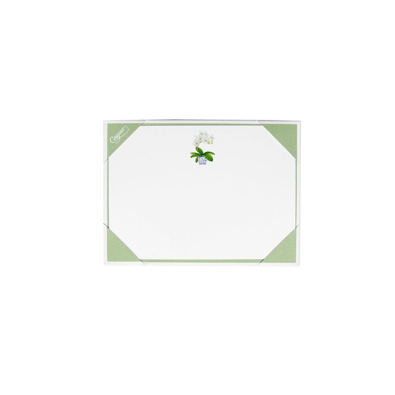 Caspari White Orchid Correspondence Cards - 12 Card & Envelopes