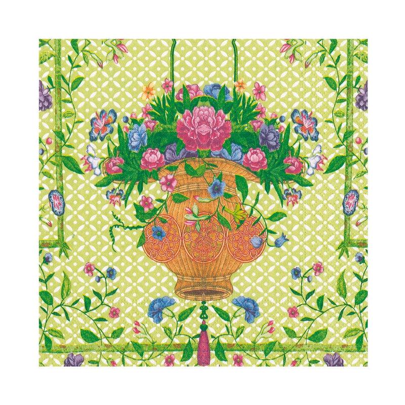 caspari Wicker Basket Luncheon Napkins in Green - 20 Per Package