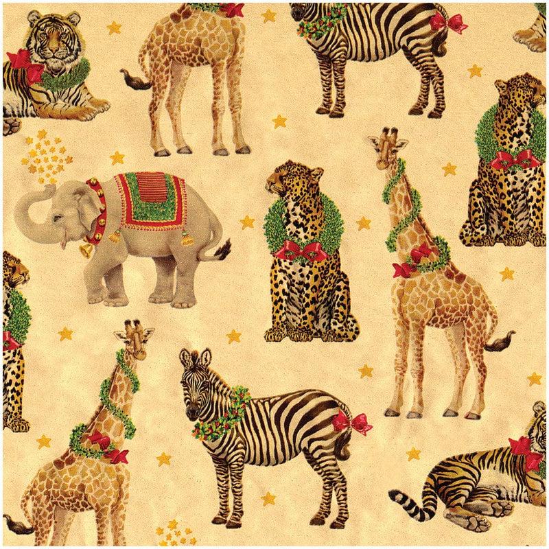 Caspari Wild Christmas Foil Gift Wrapping Paper In Gold - 30" X 6' Roll
