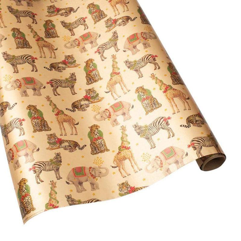 caspari Wild Christmas Foil Gift Wrapping Paper in Gold - 30" x 6' Roll