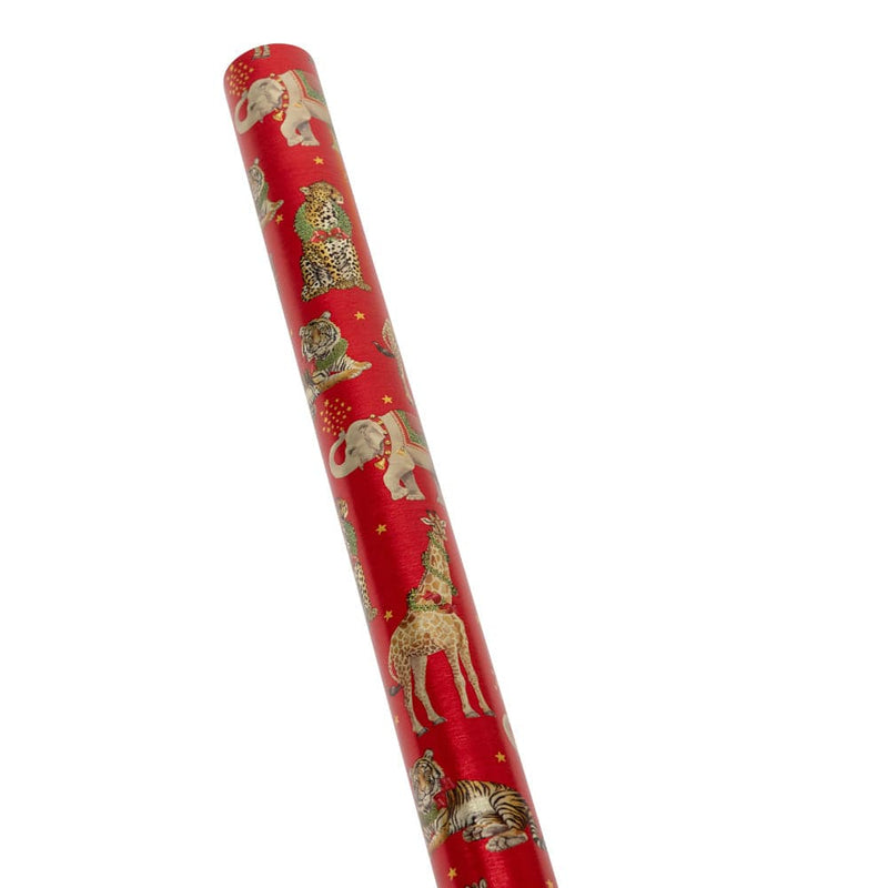 Caspari Wild Christmas Red Embossed Foil Gift Wrap - One 30" X 6' Roll