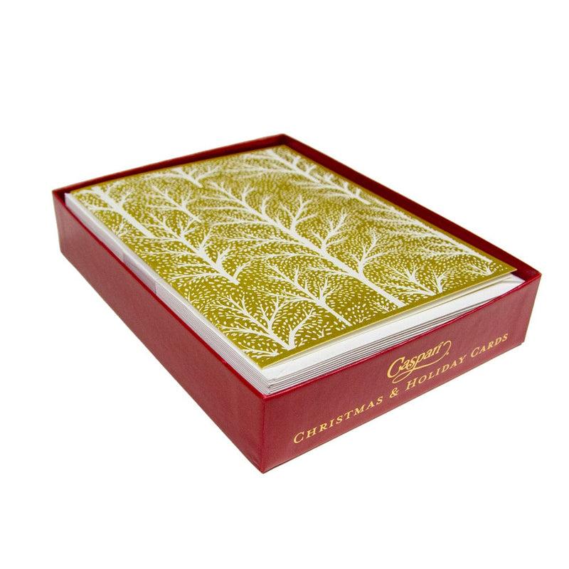 Caspari Winter Trees Boxed Christmas Cards - 16 Christmas Cards & 16 Envelopes