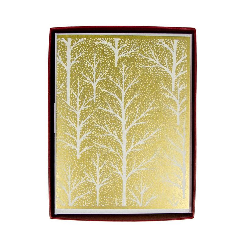 caspari Winter Trees Boxed Christmas Cards - 16 Christmas Cards & 16 Envelopes