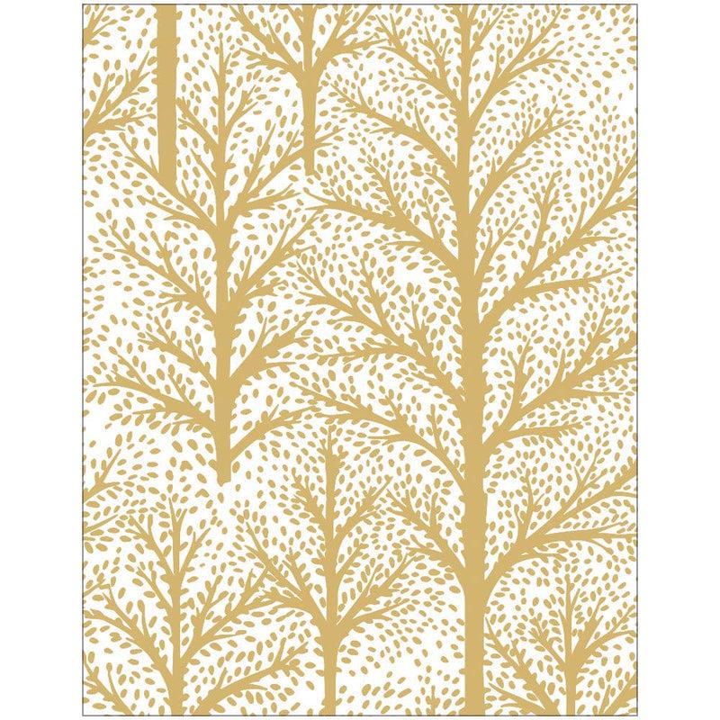 caspari Winter Trees Gold Foil Enclosure Cards & Envelopes - 4 Mini Cards & 4 Envelopes