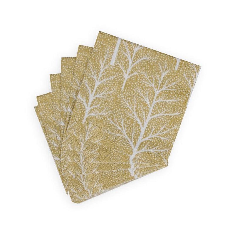 Caspari Winter Trees Gold & White Cocktail Napkins - 20 Per Package
