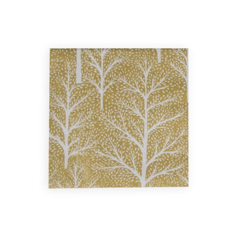 caspari Winter Trees Gold & White Cocktail Napkins - 20 Per Package