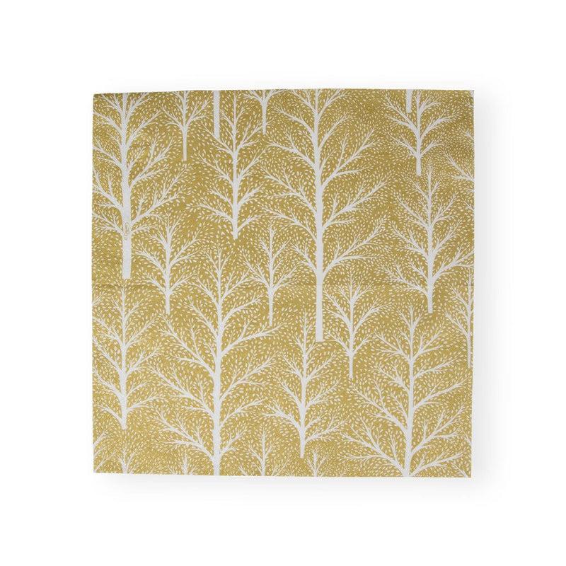 Caspari Winter Trees Gold & White Luncheon Napkins - 20 Per Package