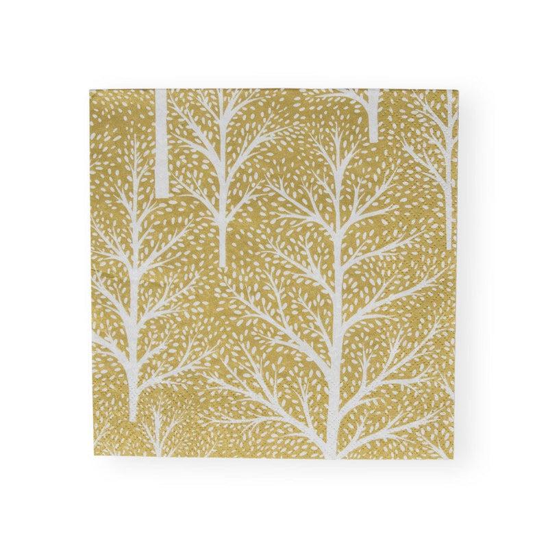 caspari Winter Trees Gold & White Luncheon Napkins - 20 Per Package