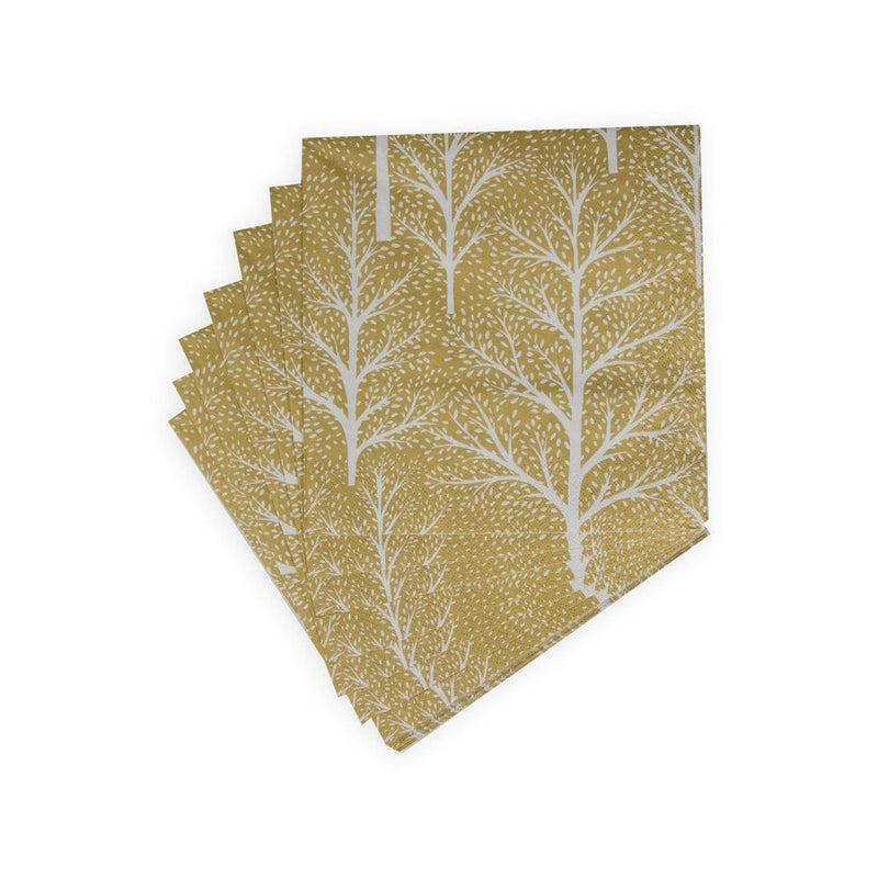 Caspari Winter Trees Gold & White Napkin Dinner - 20 Per Package