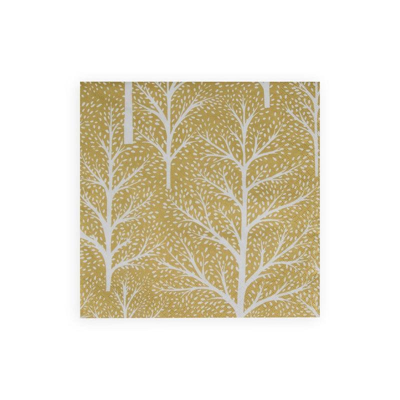 caspari Winter Trees Gold & White Napkin Dinner - 20 Per Package
