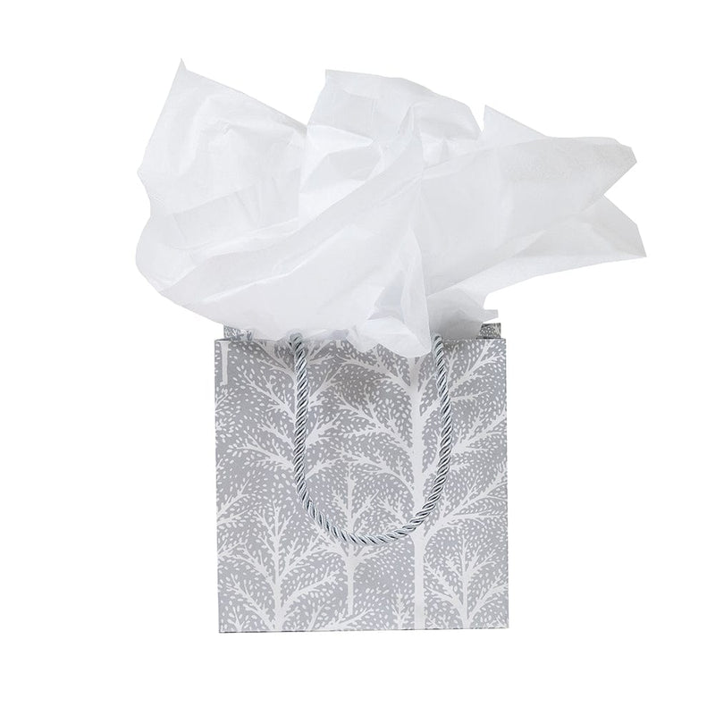 Caspari Winter Trees Silver Small Square Gift Bag - 1 Each