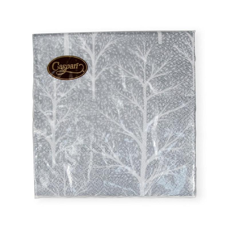 Caspari Winter Trees Silver & White Cocktail Napkins - 20 Per Package
