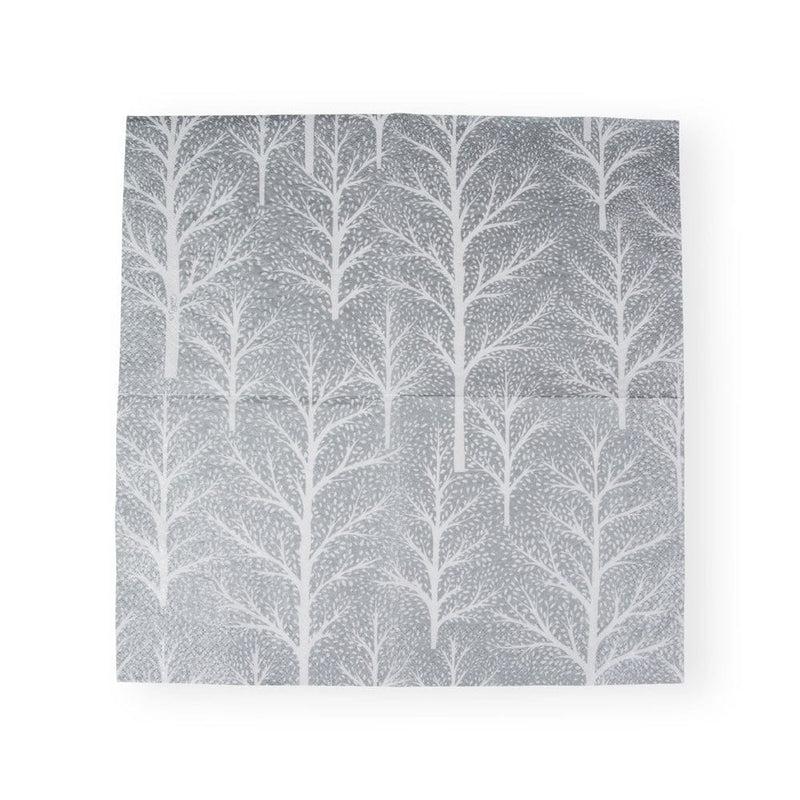 Caspari Winter Trees Silver & White Luncheon Napkins - 20 Per Package