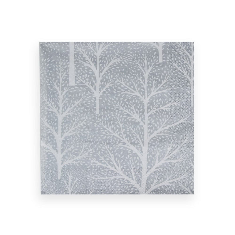 caspari Winter Trees Silver & White Napkin Dinner - 20 Per Package