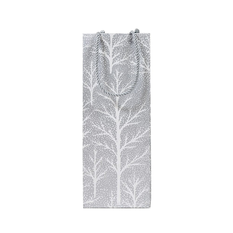 Caspari Winter Trees Silver Wine & Bottle Gift Bag - 1 Each