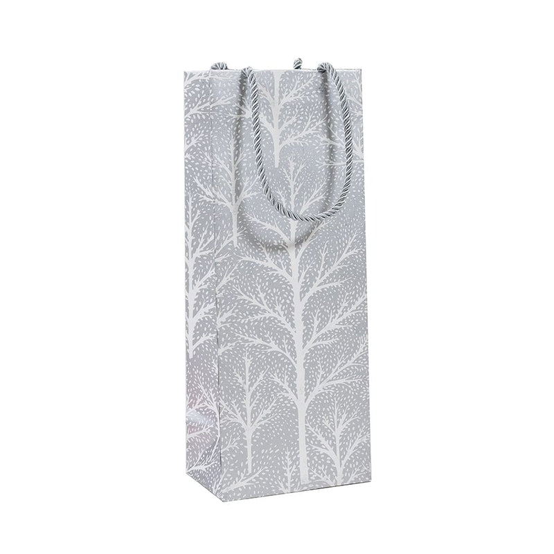 caspari Winter Trees Silver Wine & Bottle Gift Bag - 1 Each