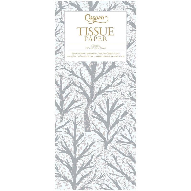caspari Winter Trees White & Silver Tissue Pack - 4 Sheets