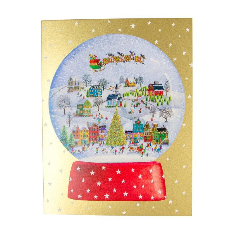 caspari Winter Village Snowglobe Personalized Christmas Cards