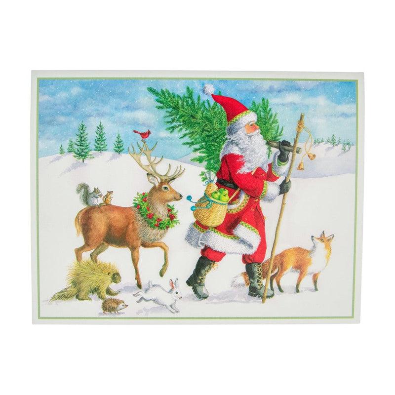 caspari Winter Walk Santa Personalized Christmas Cards