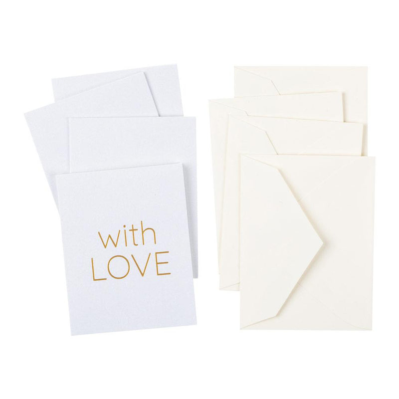 Caspari With Love Gift Enclosure Cards - 4 Mini Cards & 4 Envelopes