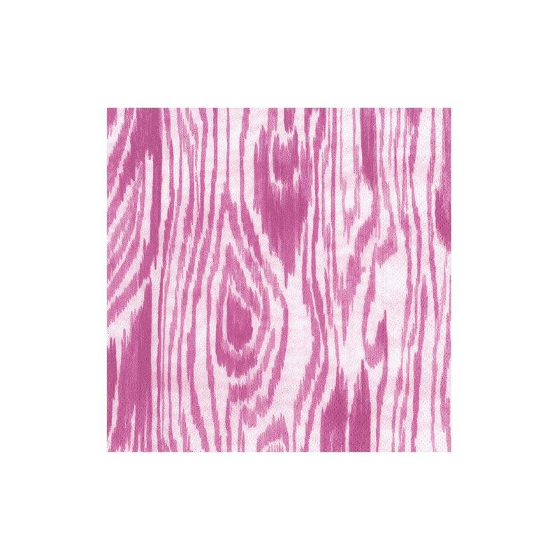 caspari Woodgrain Fuchsia Boxed Cocktail Napkins - 40 Per Box