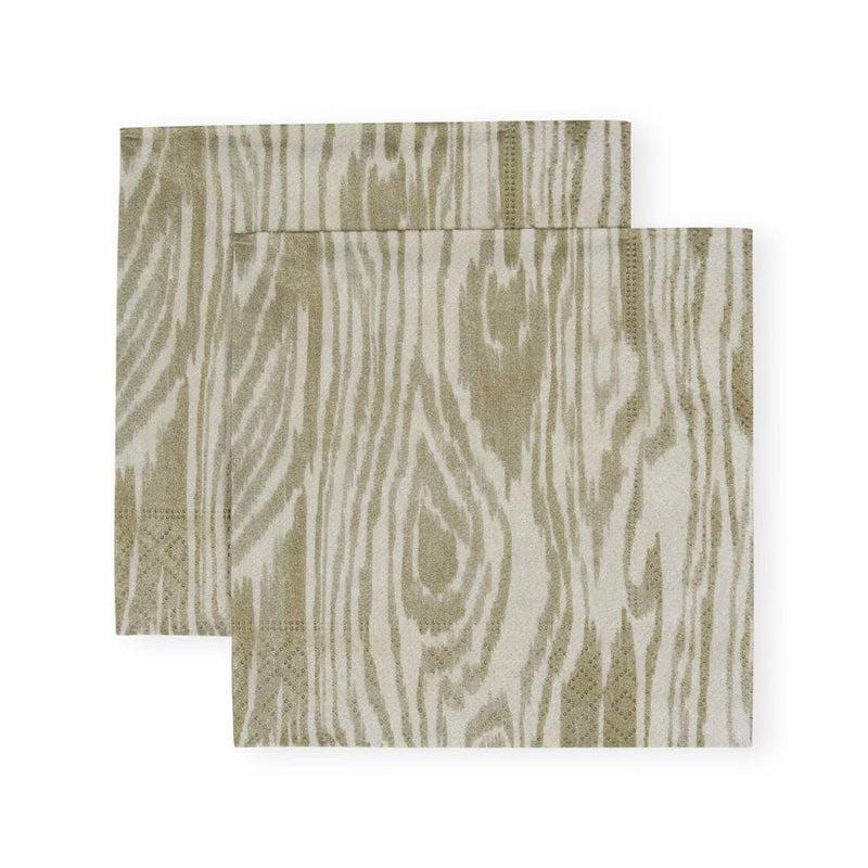 Caspari Woodgrain Silver & Gold Cocktail Napkins - 20 Per Package