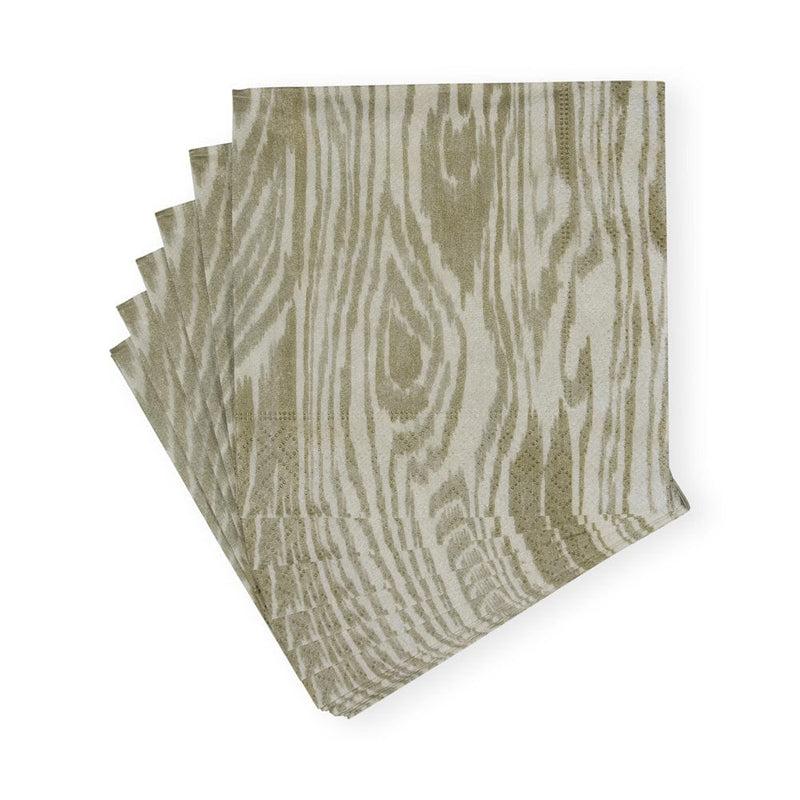 Caspari Woodgrain Silver & Gold Cocktail Napkins - 20 Per Package
