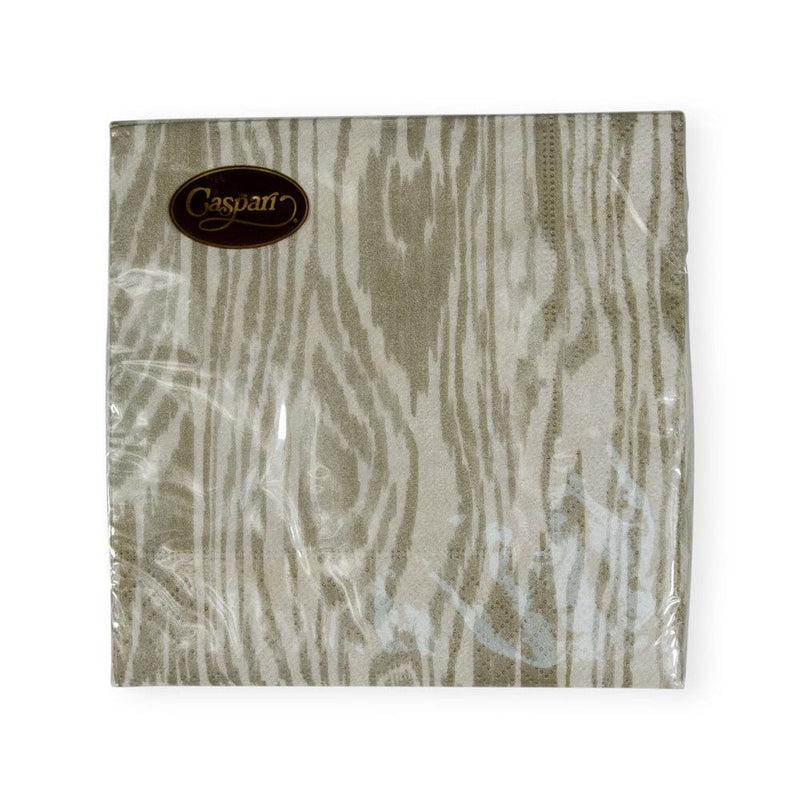 Caspari Woodgrain Silver & Gold Cocktail Napkins - 20 Per Package