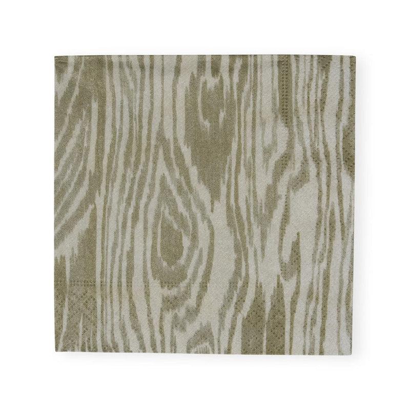 caspari Woodgrain Silver & Gold Cocktail Napkins - 20 Per Package