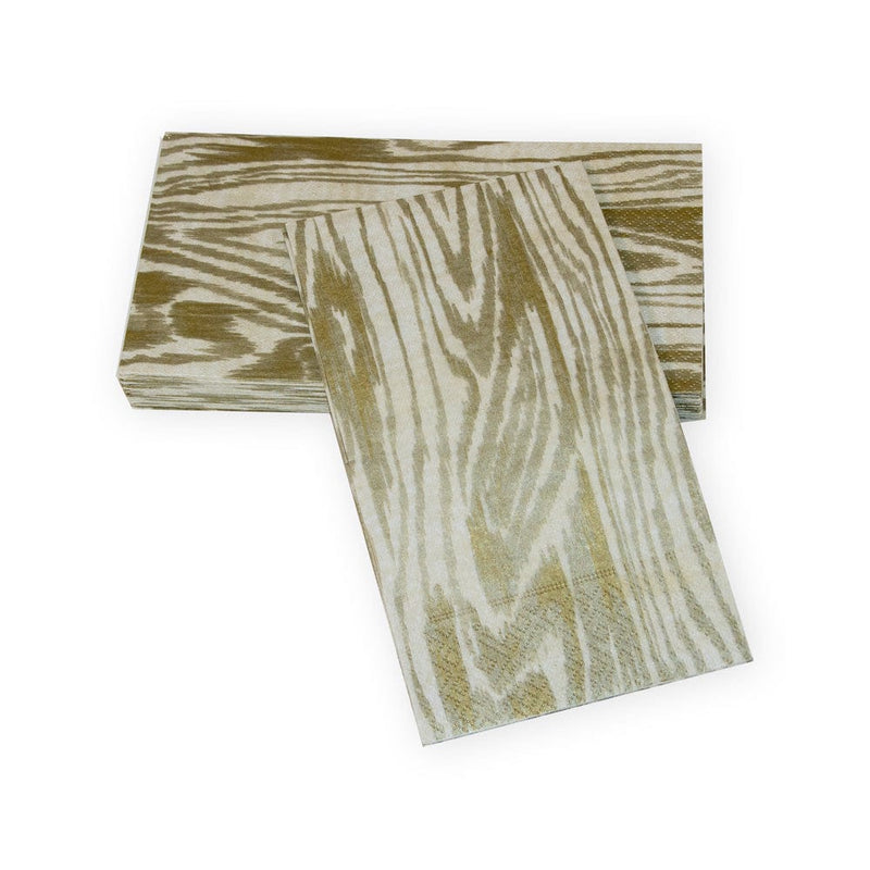 Caspari Woodgrain Silver & Gold Guest Towel Napkins - 15 Per Package