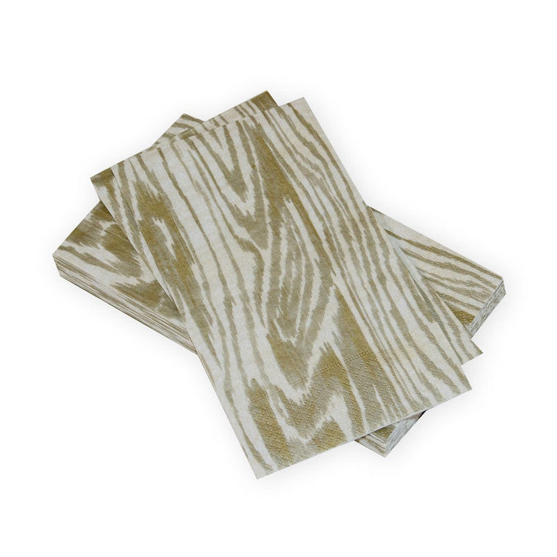 caspari Woodgrain Silver & Gold Guest Towel Napkins - 15 Per Package