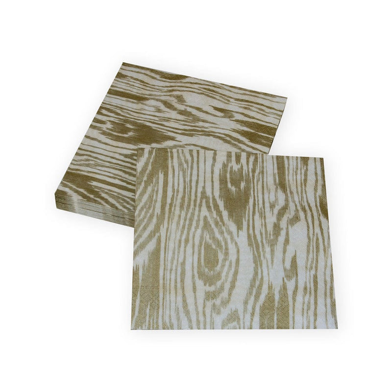 Caspari Woodgrain Silver & Gold Luncheon Napkins - 20 Per Package