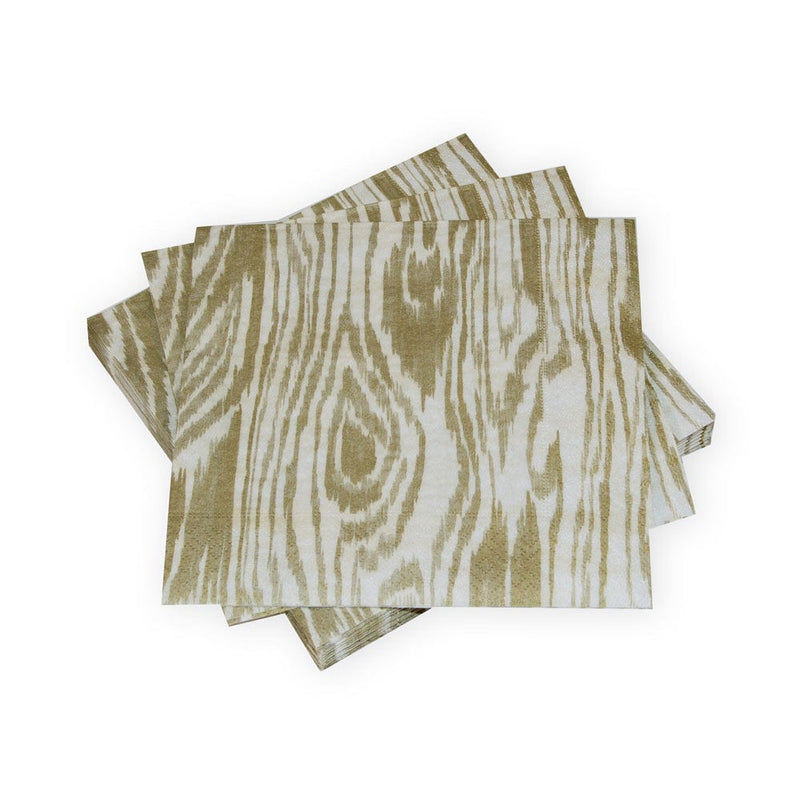 caspari Woodgrain Silver & Gold Luncheon Napkins - 20 Per Package