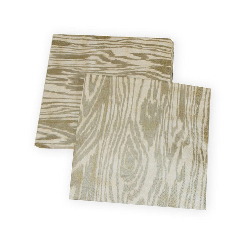 Caspari Woodgrain Silver & Gold Napkin Dinner - 20 Per Package