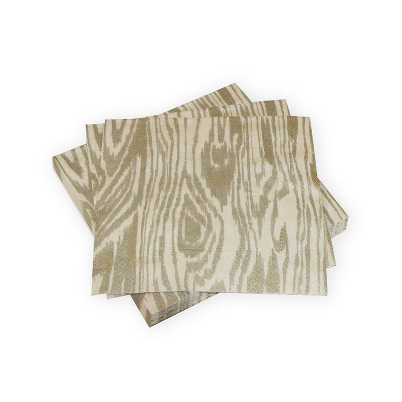 caspari Woodgrain Silver & Gold Napkin Dinner - 20 Per Package