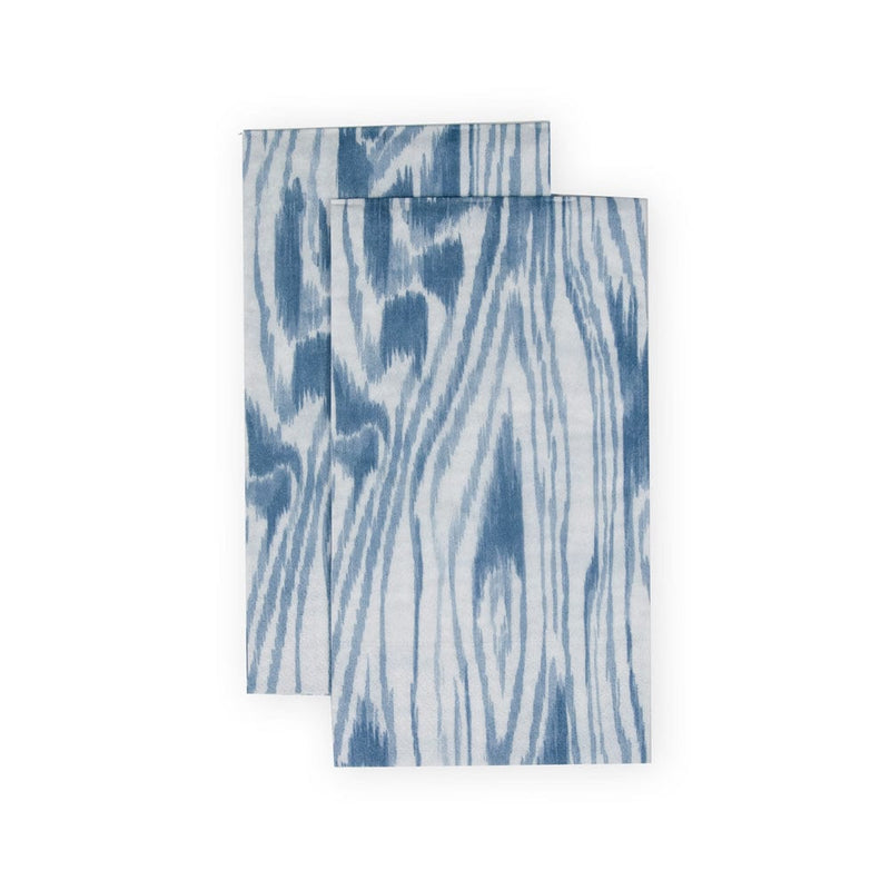 Caspari Woodgrain Stone Blue Guest Towel Napkins - 15 Per Package