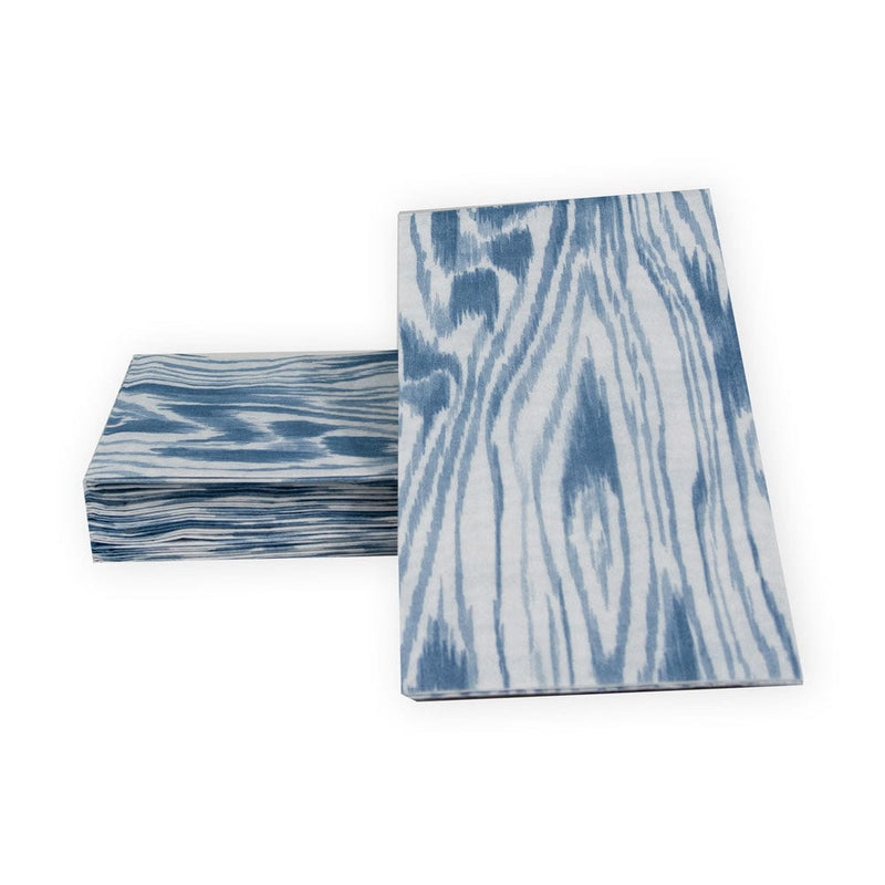 Caspari Woodgrain Stone Blue Guest Towel Napkins - 15 Per Package