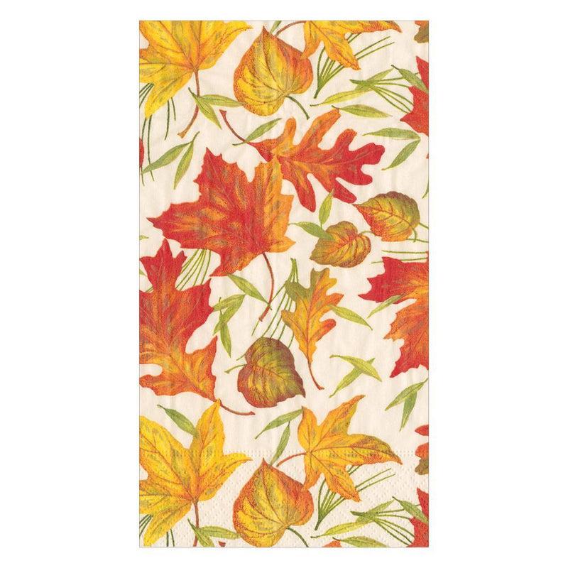 Caspari Woodland Leaves Paper Guest Towel Napkins In Ivory - 15 Per Package