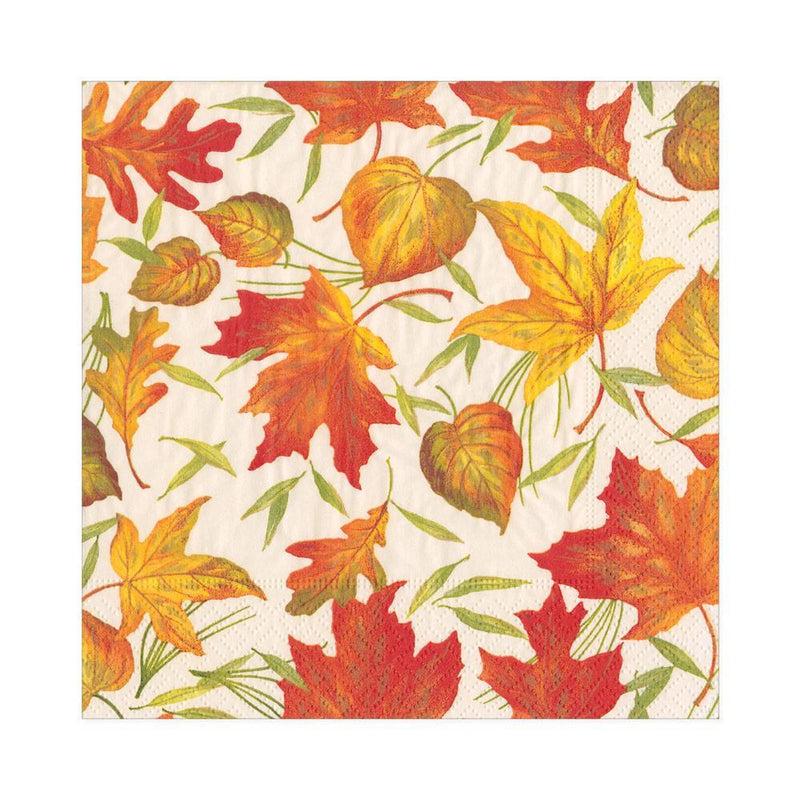 Caspari Woodland Leaves Paper Luncheon Napkins In Ivory - 20 Per Package