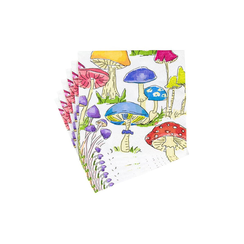 Caspari Woodland Mushrooms Cocktail Napkins - 20 Per Package