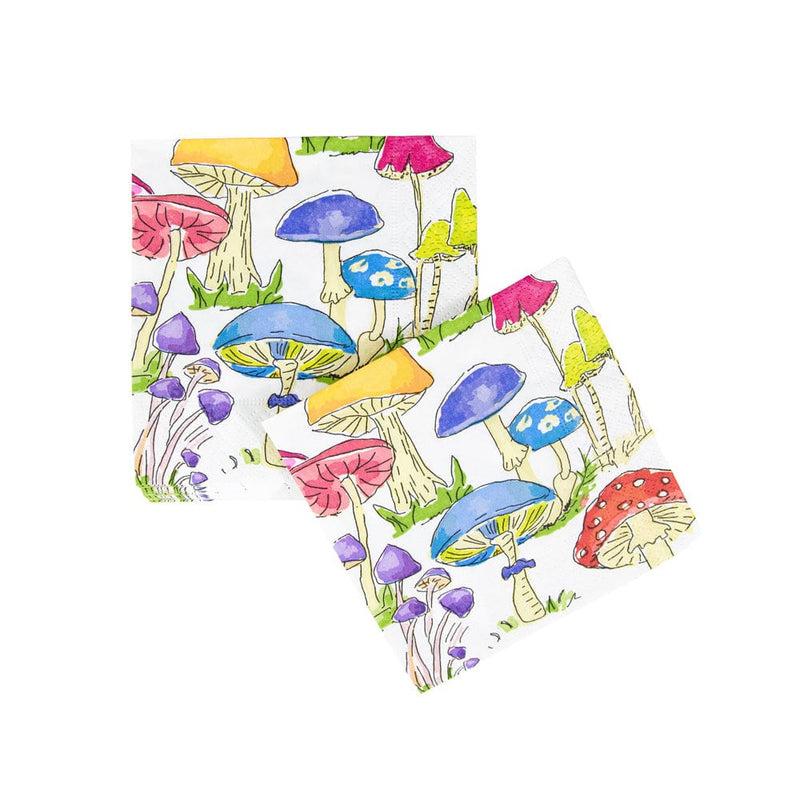 Caspari Woodland Mushrooms Cocktail Napkins - 20 Per Package