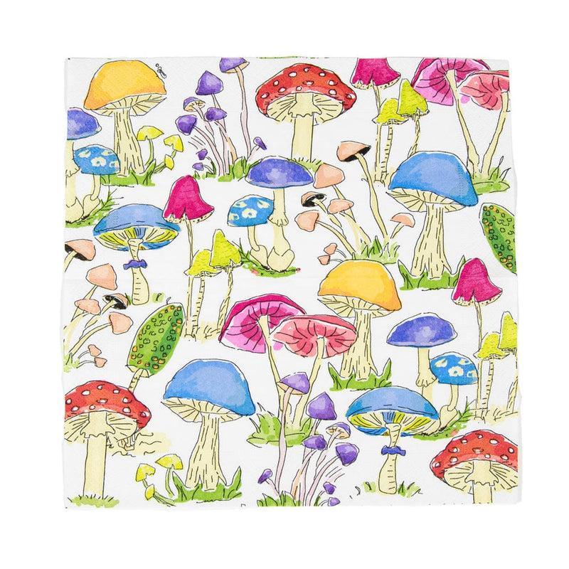 Caspari Woodland Mushrooms Cocktail Napkins - 20 Per Package