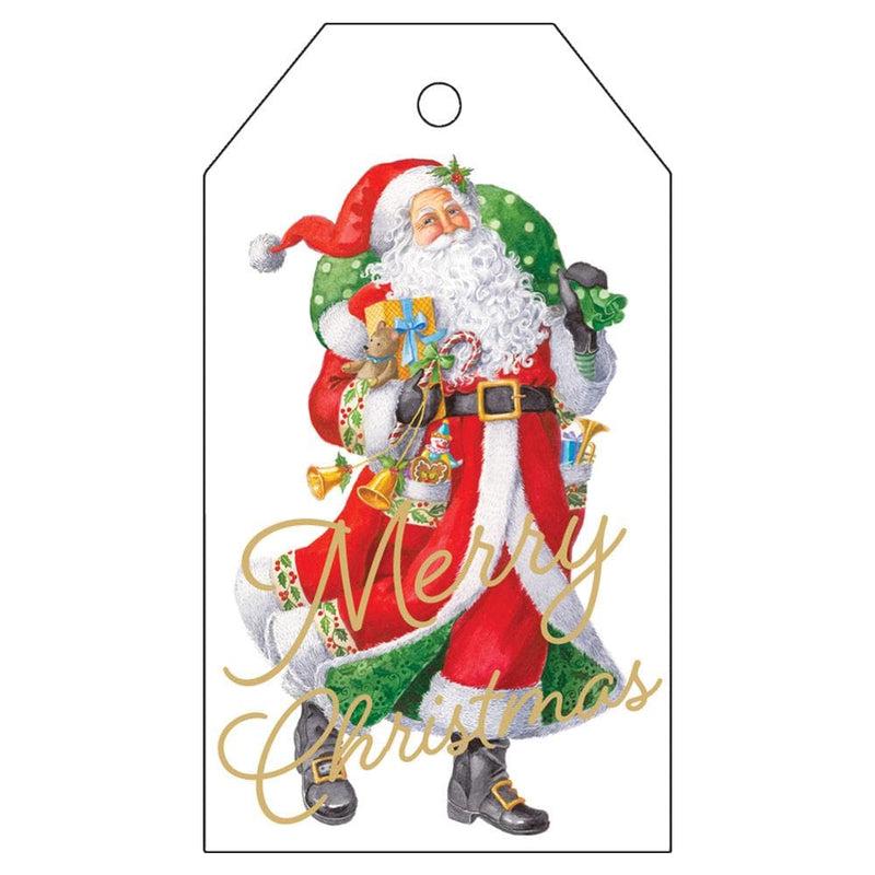 Caspari Woodland Santa Classic Foil Gift Tags - 4 Per Package