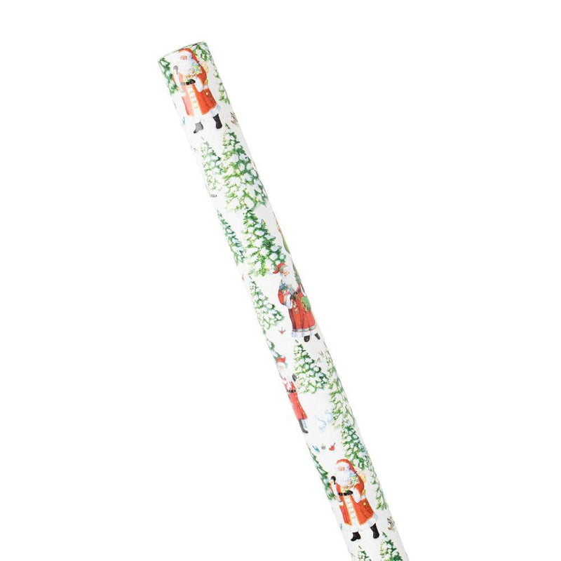 Caspari Woodland Santa Gift Wrapping Paper - 30" X 8' Roll